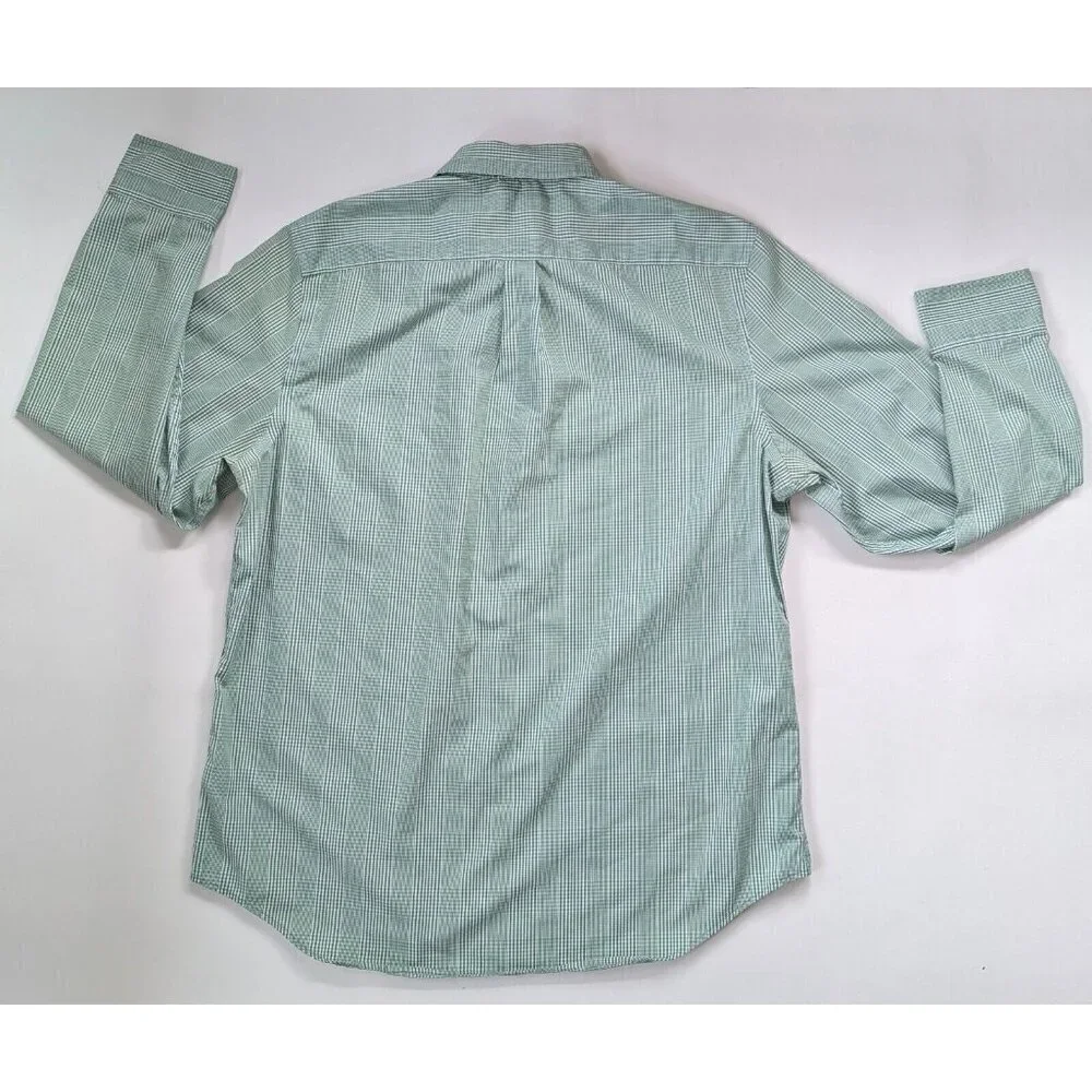 Banana Republic Factory Men's Green Check Dress Shirt Size XL Slim Fit